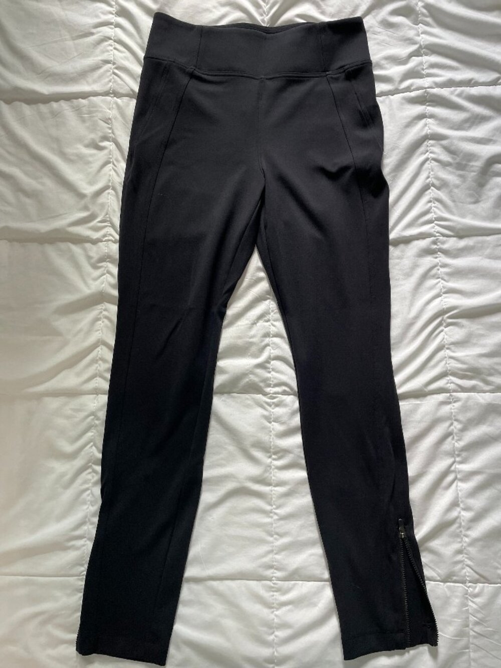Athleta legging pants with ankle zippers, black, size M